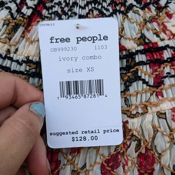 NWT Free People Keeping Up With Kara Long Sleeved Tunic Ivory Combo. XS - Picture 7 of 8